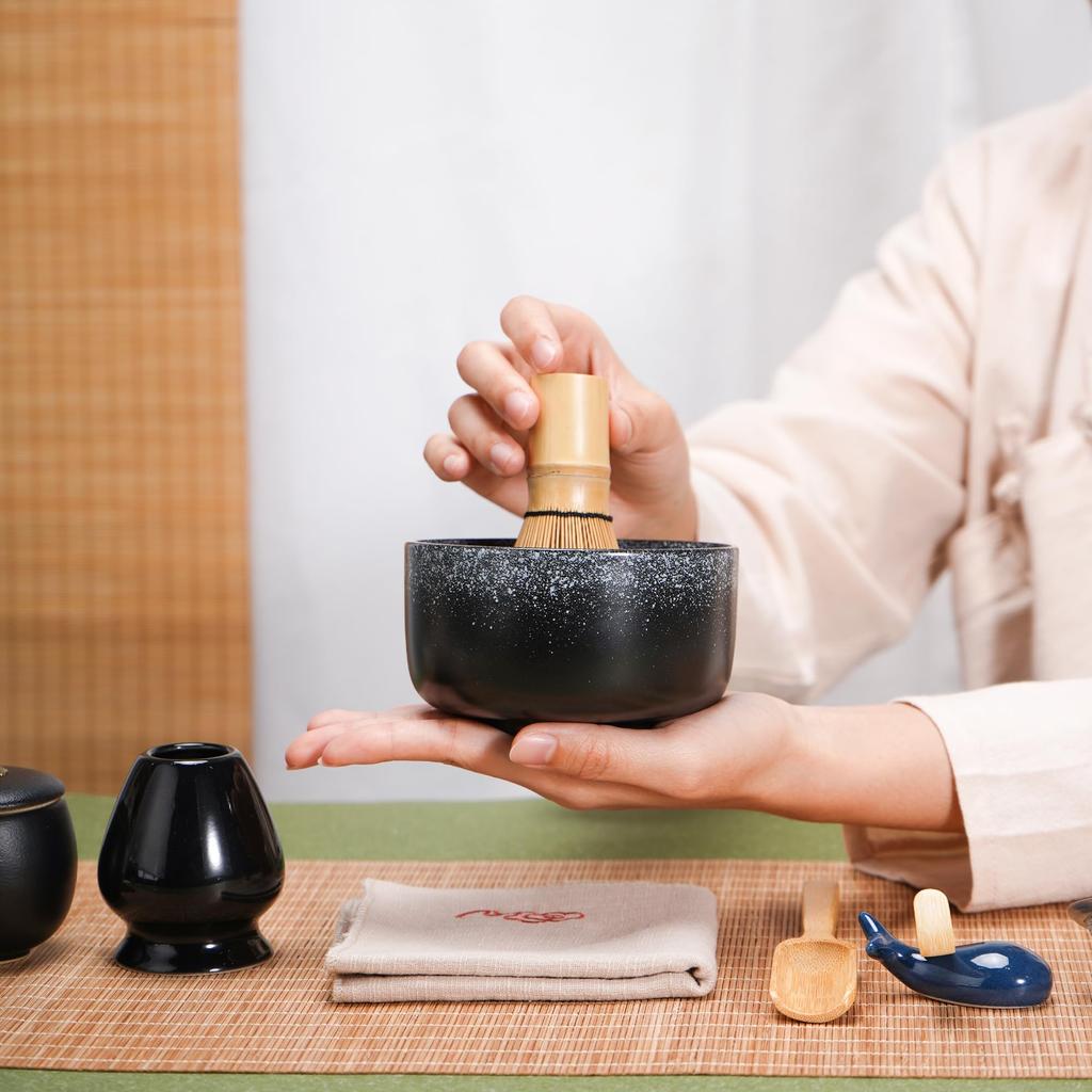 DiDiBirDi Matcha Set, 9-Piece Tea Ceremony Set, Includes Matcha Bowl, Matcha Whisk Stand, Matcha Bamboo Scoop, Traditional Bamboo Chasen, and