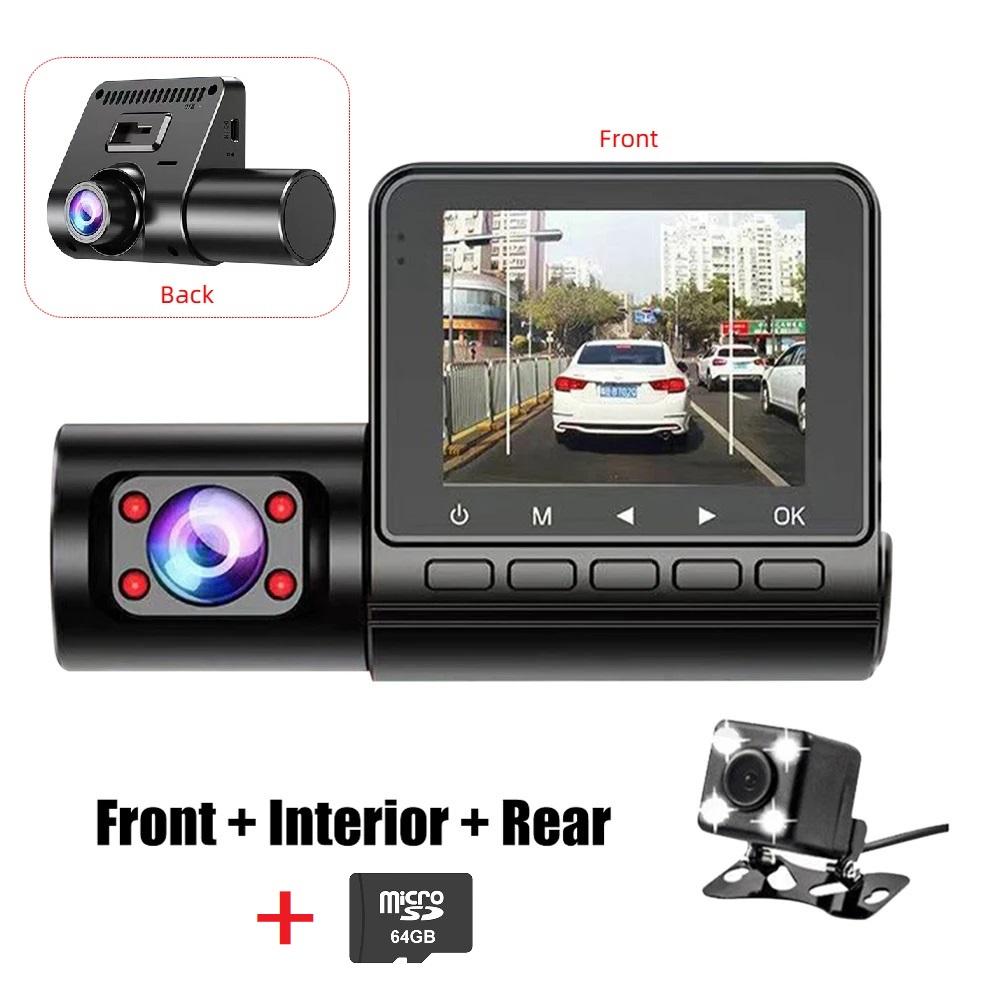 3-Kanal-Kamera 360 Dashcam Nachtsicht 2,4-Zoll-IPS-Bildschirm Parkmonitor 1080P Aufnahme 170 Weitwinkel
