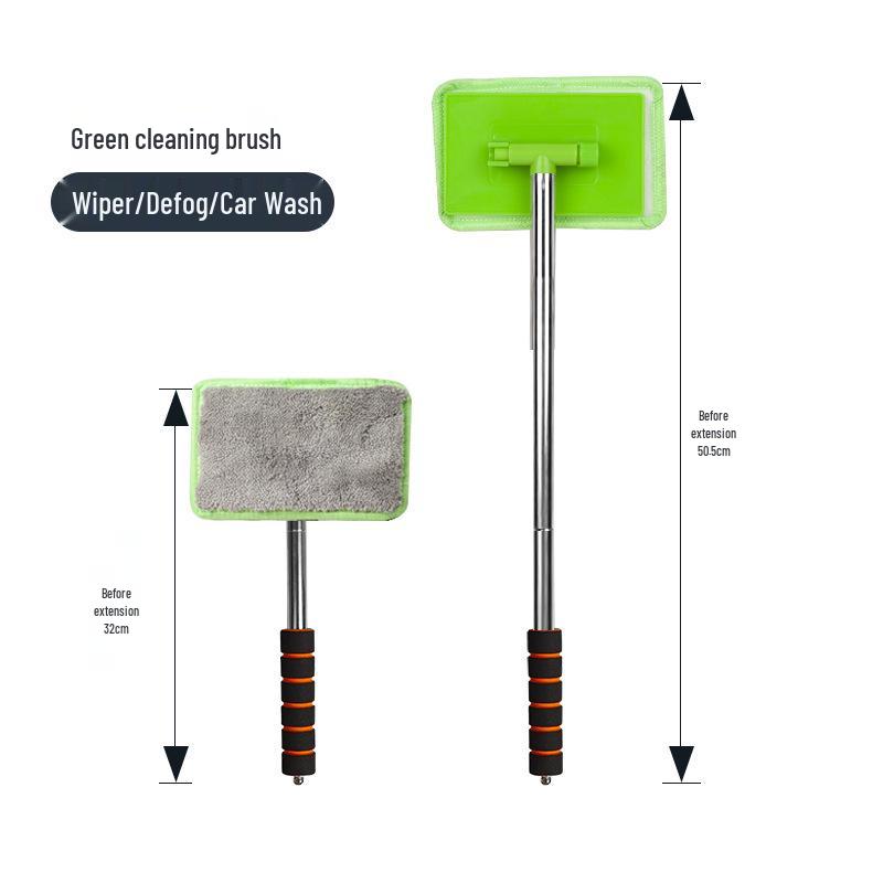 Retractable Rearview Mirror & Window Cleaning Brush/Squeegee