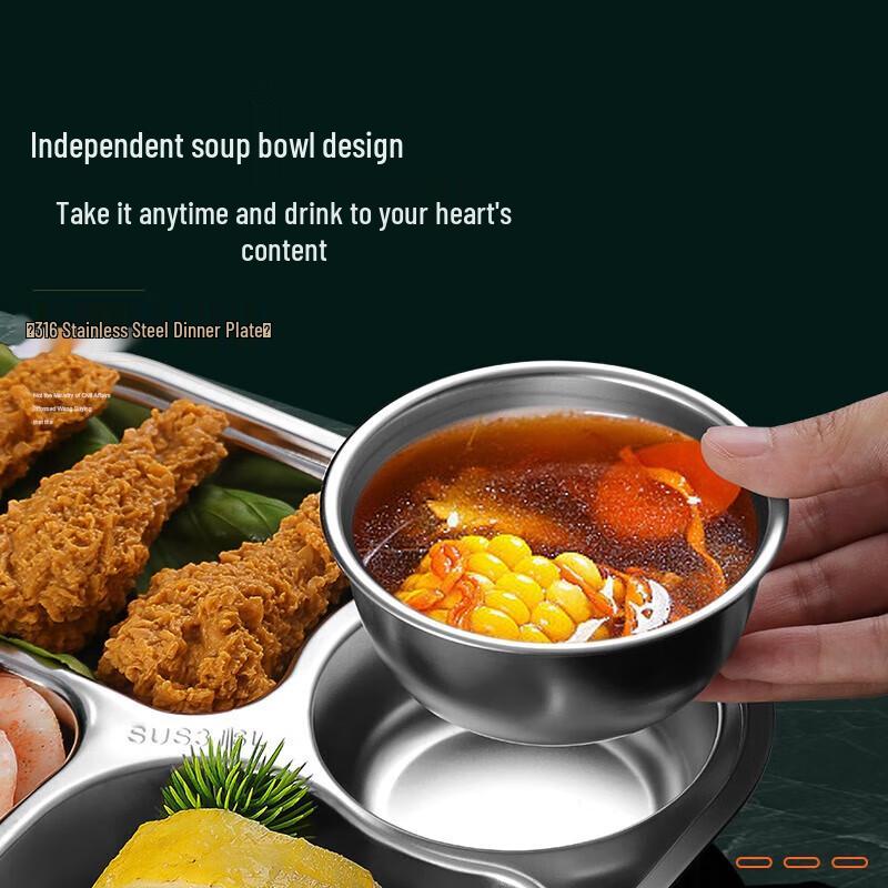 Chahua 316 Stainless Steel Kids Compartment Plate Set