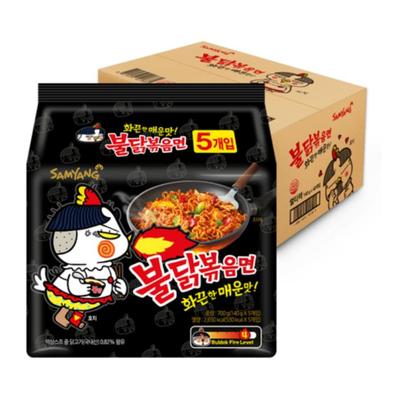 Samyang Buldak Spicy Ramen, Hot Chicken Ramen, Kórejská pražená instantná rezancová polievka, Originál, 1 balenie s 5 kusmi
