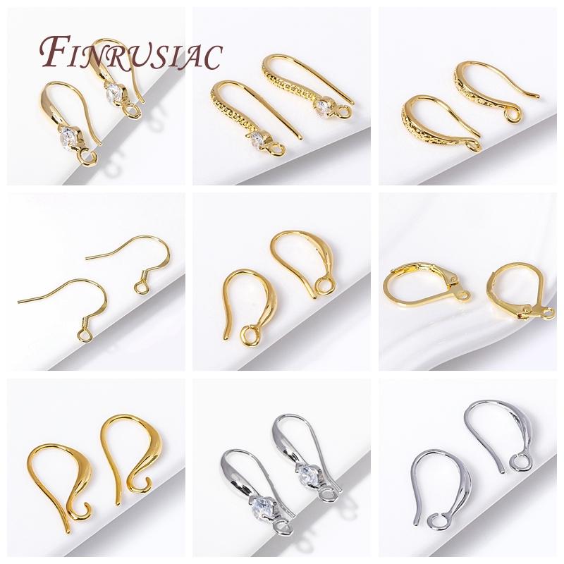 18K Gold Plated Ear Wire with Outside Loop Rhodium Plated Earring Hooks Earwire Fittings DIY Earrings Jewelry Accessories