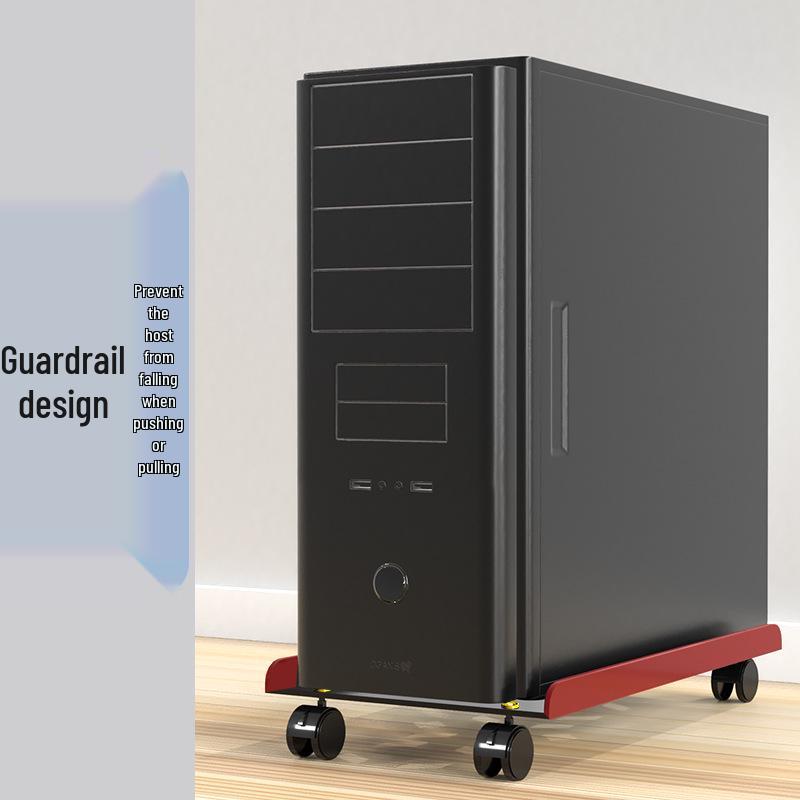 Mobile Computer Host Shelf with Wheels for Organization and Storage