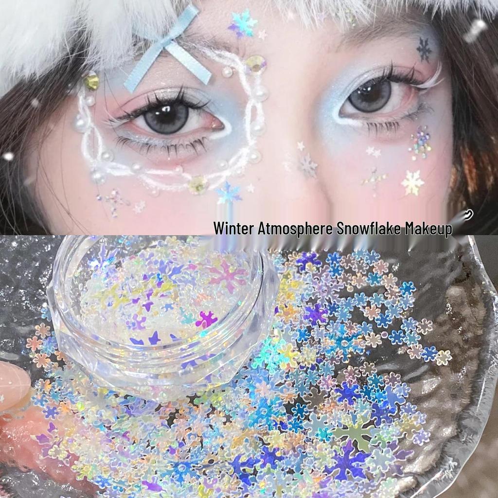 Colorful Glitter Snowflake Sequins for Christmas and New Year Makeup Decorations