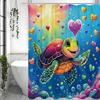 Underwater World Cute Cartoon Turtle Shower Curtain, Bathroom Decorative Shower Curtain, Waterproof Shower Curtain with Hooks