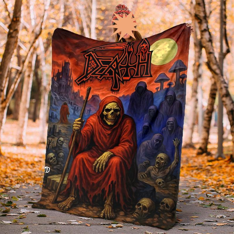 Death Flannel Blanket Soft Warm All-Season Throw, Design for Camping, Car Travel, Hiking Sofa, Bed, Office Perfect Gift for Parties