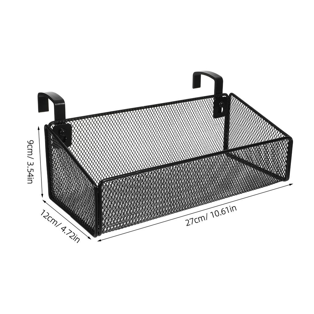 Bedside Hanging Storage Basket Black Metal Organizer Rack for Dorm Bunk Bed Desk Phone Book Holder Space Saving Multi Purpose
