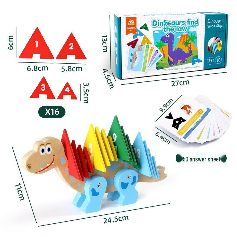 

Логические и развивающие математические блоки с рисунком динозавров для детей