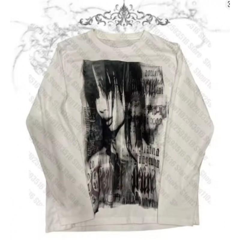 Unisex Vintage Streetwear Long Sleeve T-Shirt With 3D Digital Print Loose Fit Casual Tee Daily Wear