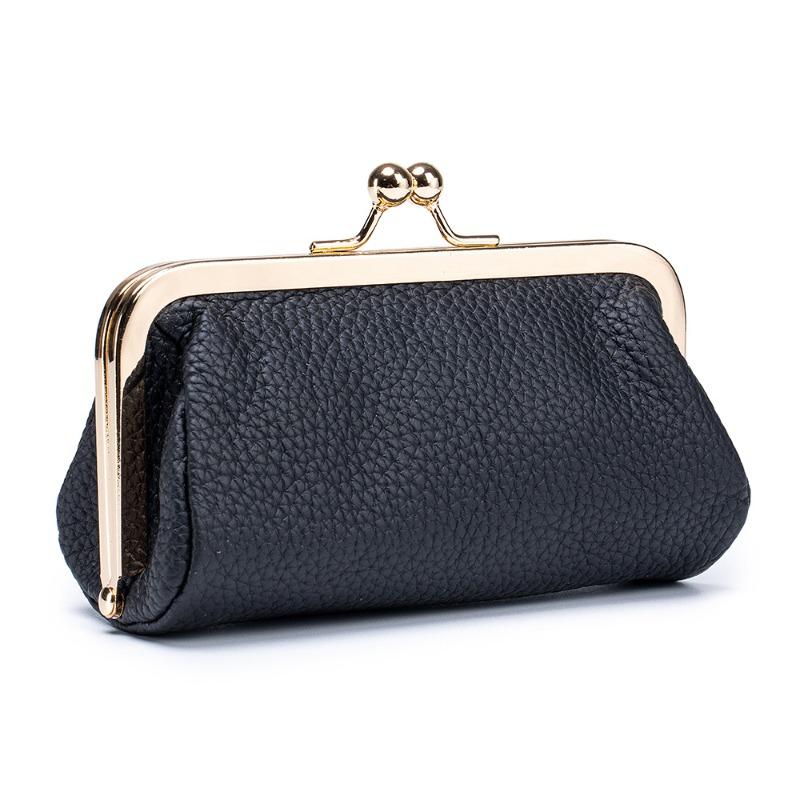 

New niche design clip portable lipstick storage bag women s fashion leather high-end mouth gold bag cosmetic bag чёрный
