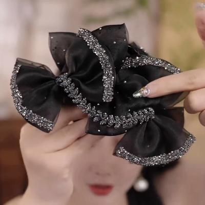 Exquisite Elegant Sweet Mesh Bow Hair Clip Women'S After Brain Hairpin Headwear Accessories Gifts
