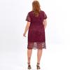 Women's Plus Size Relax Fit Shift Dress Floral Lace Scalloped V Neck Short Sleeve Midi Cocktail Party Wear Daily Work Office Occasion Outfits XL-4XL