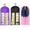 with Hanger Wig Bag Transparent Clothes Dust Cover  for Virgin Hair Weft Clip In Hair Extension