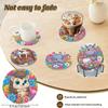 8 Pieces/set of Diamond Painted Animal Patterned Coasters, DIY Coasters with Holder, Suitable for Beginners and Adults, Art and Craft Supplies Gifts