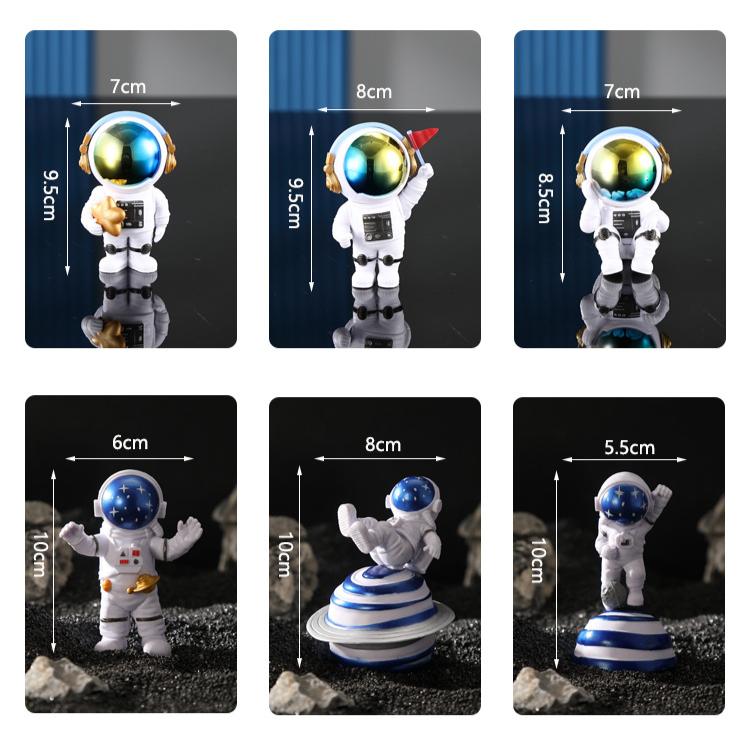 Astronautfigurer Jul Harts Spaceman Måne Skulptur Dekorativa kosmonautstatyer Miniatyrer Present till barn Leksak Heminredning