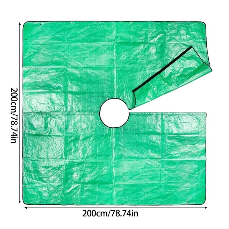 Telo Impermeabile per Potatura Siepi 78.7"x78.7" con Foro Centrale da 12 Pollici e 4 Fibbie Angolari per la Raccolta Efficiente delle Foglie