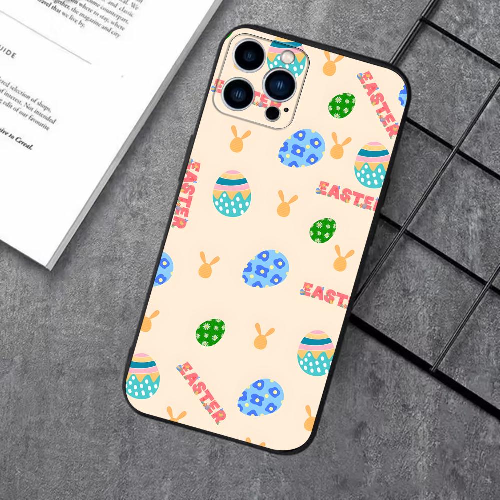 Easter Phone Case For iPhone17 16 16e 15 14 13 12 11 Plus Mini Pro Max Soft Black Shockproof Cover