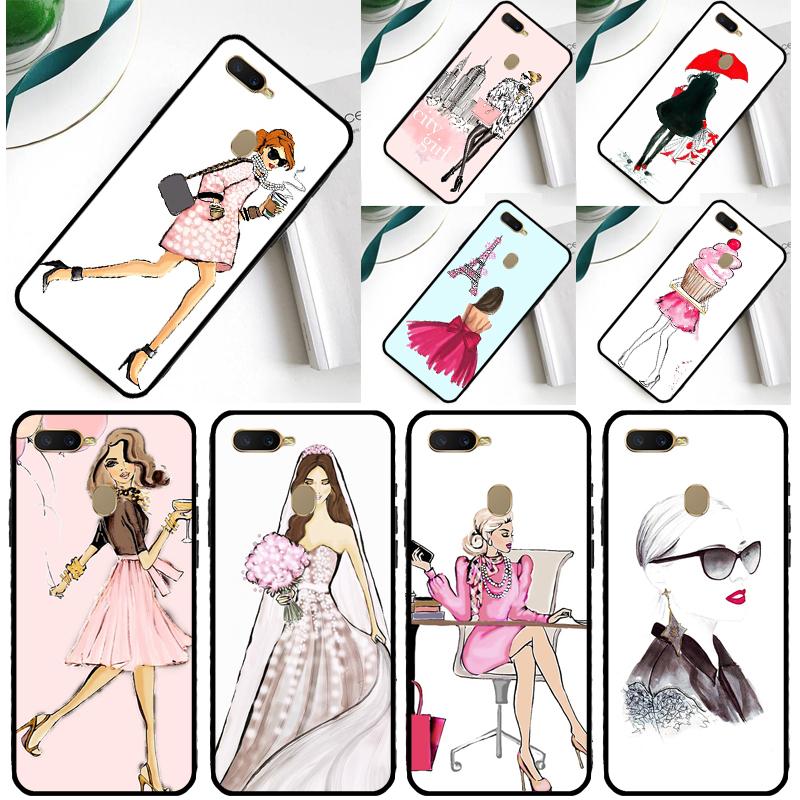 City Fashion Girl Phone Case For Oppo A18 A38 A58 A78 A98 A40 A60 A80 A91 A15 A17 A74 A94 A54 A57S A16 A76 A96