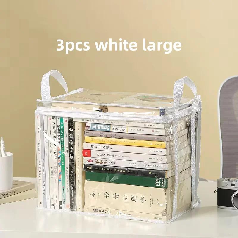 Large Capacity Foldable Storage Box Student Dormitory Classroom Book Storage Box Transparent Waterproof Home Book Box.