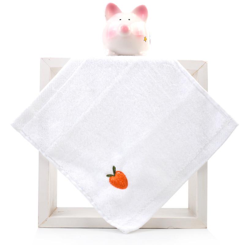 1Pc 25x25cm Small Kindergarten Cartoon Fruit Embroidered Cotton Soft Absorbent Children Kids Baby Square  Face Towel