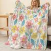 Thick Warm Floral Flannel Blanket Soft Single Guest Throw for Christmas, Halloween, Home Decor