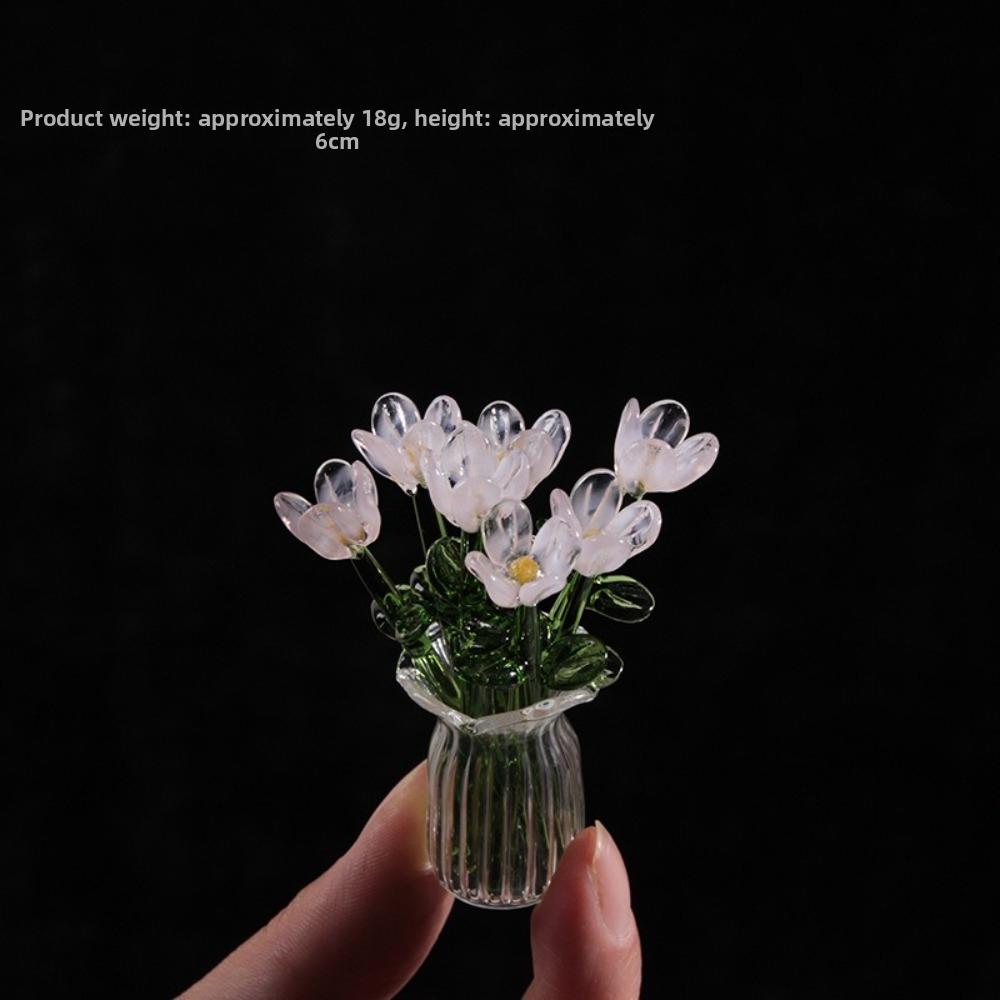 Colorful Glass Flower Decor Simulation Flower Delicate Hand-blown Glass Flower Simulation Floral Lovely Glass Flower Bouquet