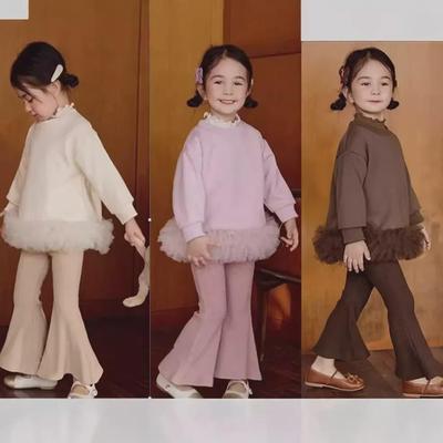 Girls' Velvet-Lined Mesh Petal Sweatshirt - Long-Sleeve Autumn/Winter 2025