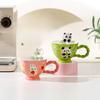 Cute Creative High Value Cartoon Home Hand-painted Breakfast Cup with Spoon with Handle Underglaze Color Large Capacity Ceramic Cup