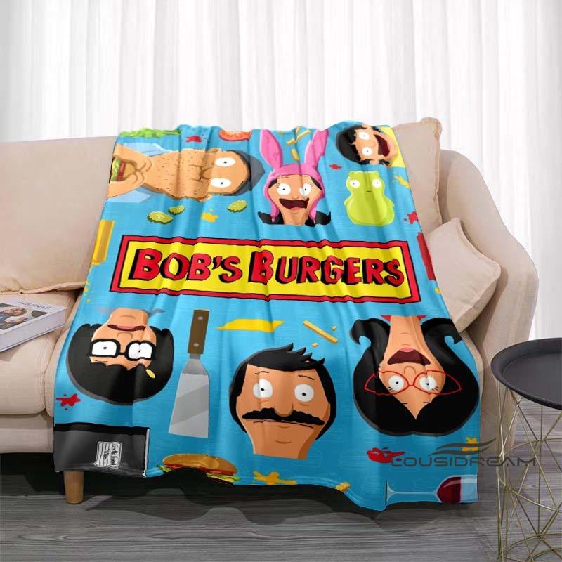Happy Burger Shop cartoon print blanket. A warm and comfortable flannel blanket suitable for bedrooms, sofas, beds, chairs, picn