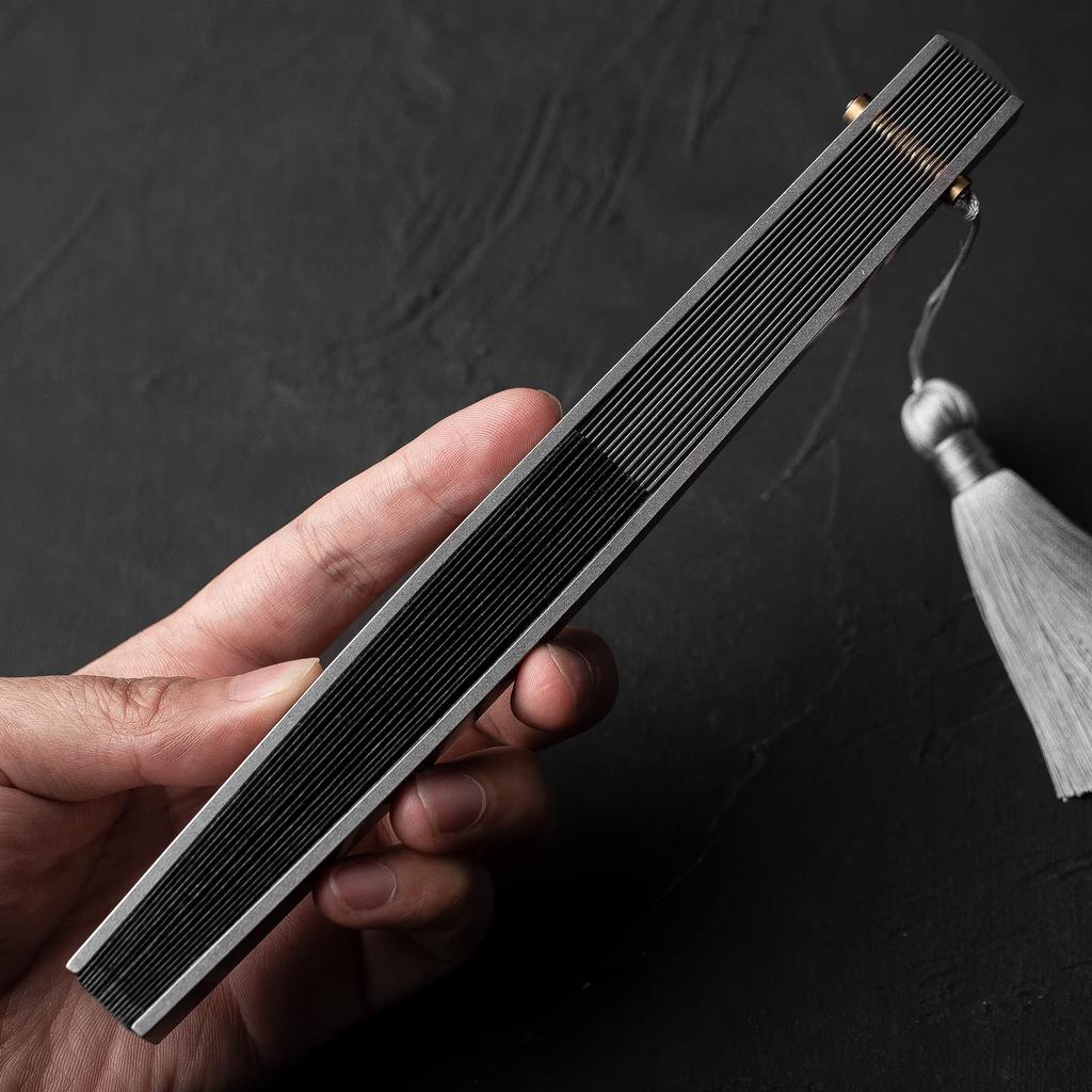 Titanium For Japanese Fireworks Heat Tai Chi Kung Fu [FEGVE] Fan, Men's, Black, Foldable, Men, Kimono, Accessories, Yukata, Festivals, Festivals,