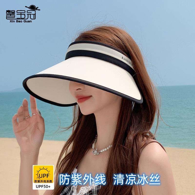 Summer outdoor UV protection ice silk empty top hat versatile fashion big brim show face small sun hat children