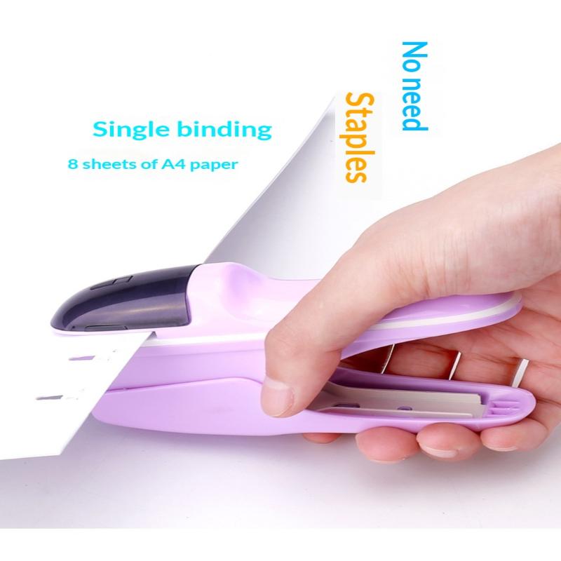 Heftgerät ohne Klammern für den Schreibtisch, zum Fixieren von bis zu 8 Blättern, für Zuhause, Schule, Büro, Schreibtisch-Heftgerät, Ticket-Papier und Dokumentenbindung