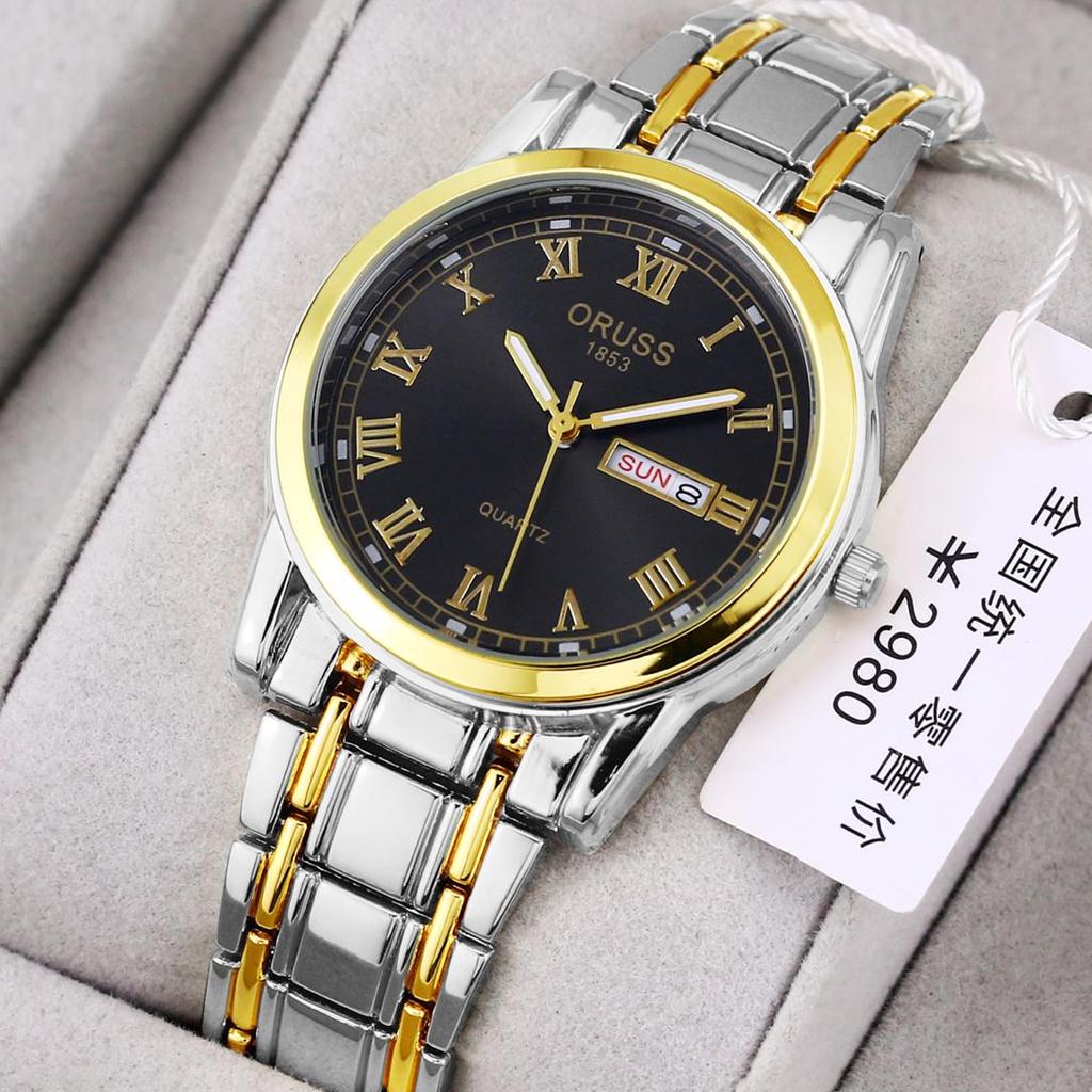 Men's Automatic Luminous Waterproof Calendar Watch with Round Glass Mirror