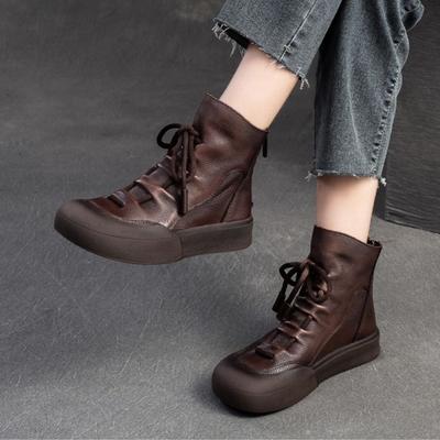 Handmade Retro Short Boots Thick Soled Versatile Commuting Comfortable Women's Flat Shoes