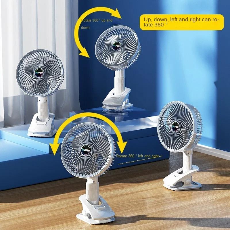 Electric Fan Rechargeable Portable 3-gears Electric Handheld Fan Clip Circulator Fan For Room And  Camping Desktop Cooler Office