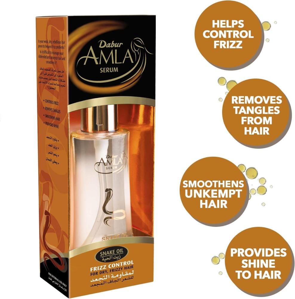 Dabur Amla Hadí olej Vlasové sérum Kontrola krepatění 50ml Sérum na vlasy s hadím olejem DABUR AMLA Kontrola kudrnatých vlasů