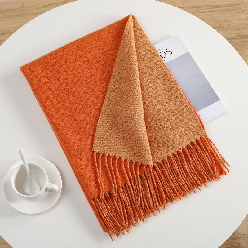 Stylish and simple solid color imitation cashmere commuting warm scarf for women can be used in all seasons, and commuting tassel is versatile.