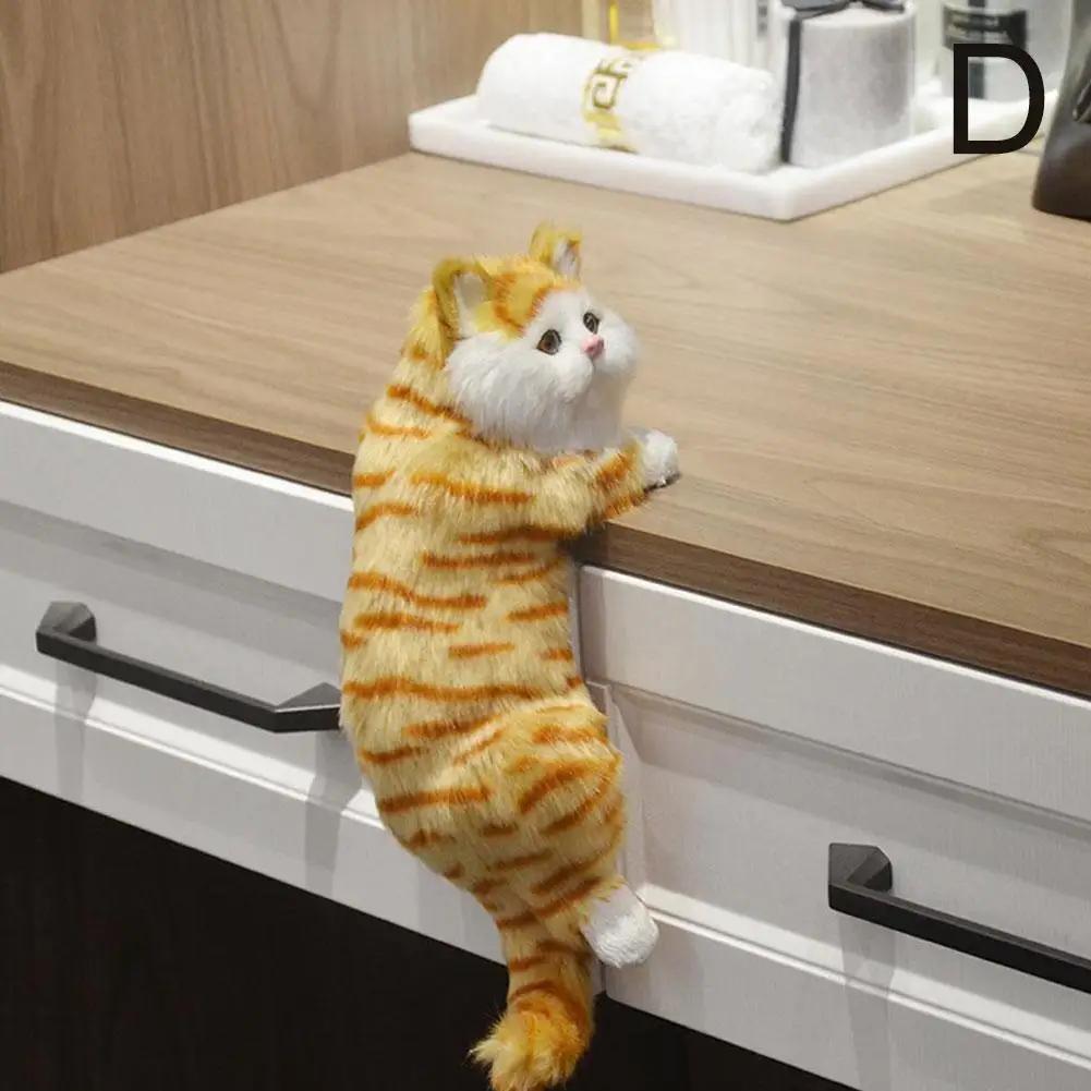 Cute Plush Simulation Cat Ornaments Stuffed Animals Figure Desktop Cats Hanging Kitten TV Realistic Furry Cabinet Deco Figu O6M3