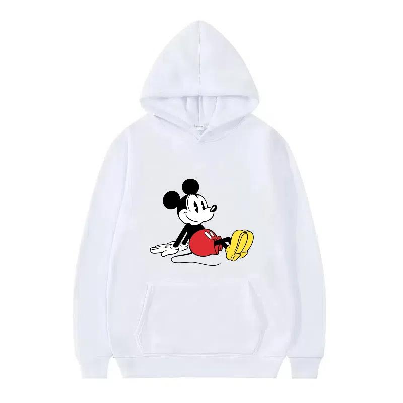 Disney Mickey Mouse Pattern Woman Fleece Sporty Loose Grey Winter Tops Clothing Pullovers Ladies Cheap Hoodies Men Sweatshirts