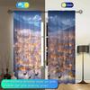 2pcs Winter Night Snow Scenery Printed Curtain for Christmas Home Decor - Rod Pocket Window Treatment for Bedroom, Office