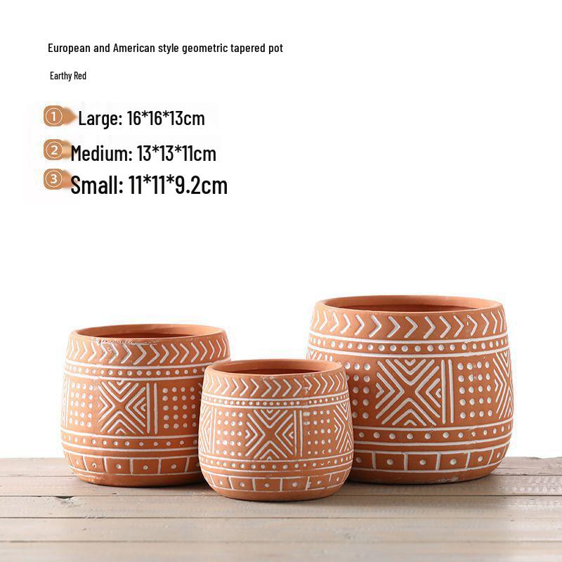 Red Clay Breathable Minimalist Terracotta Flower Pot with Feet for Succulents and Pothos - Round Design, Free Shipping