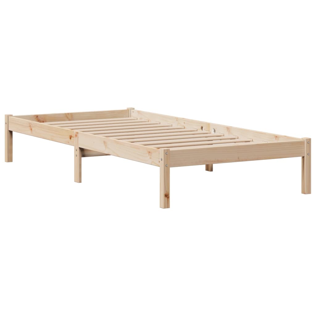 Vidaxl Bed With Shelf, Without Mattress, 75X190 Cm, Pine Wood