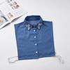 Denim Fake Collar Sparkling Rhinestones Adjustable Straps Machine Washable Detachable Collar Outfit Accessory