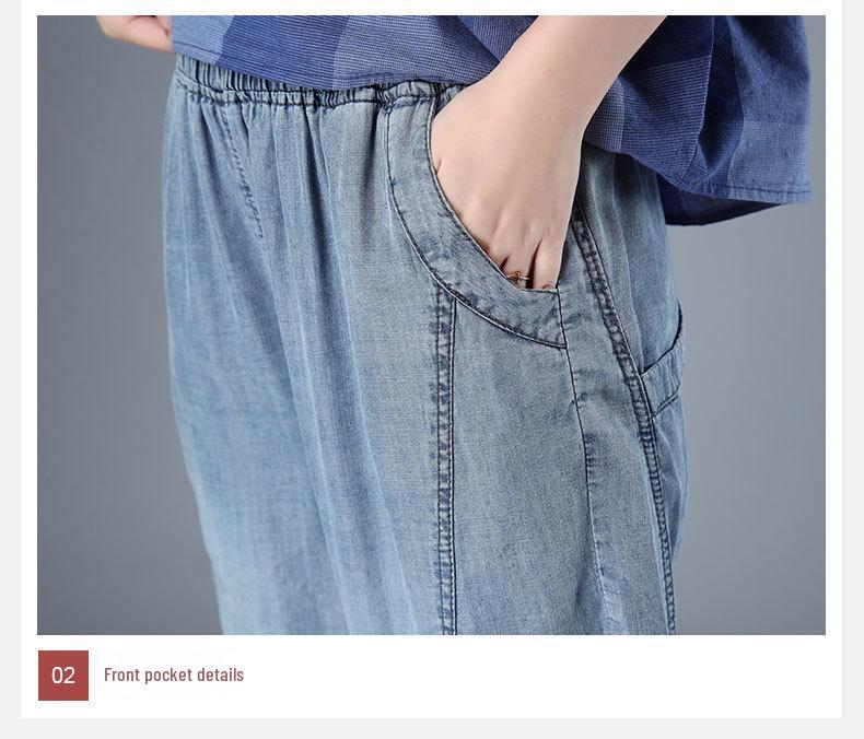 2024 Korean Style Summer Casual Loose Straight-Leg Jeans: Slimming Plus-Size, Versatile Seven-Point Pants