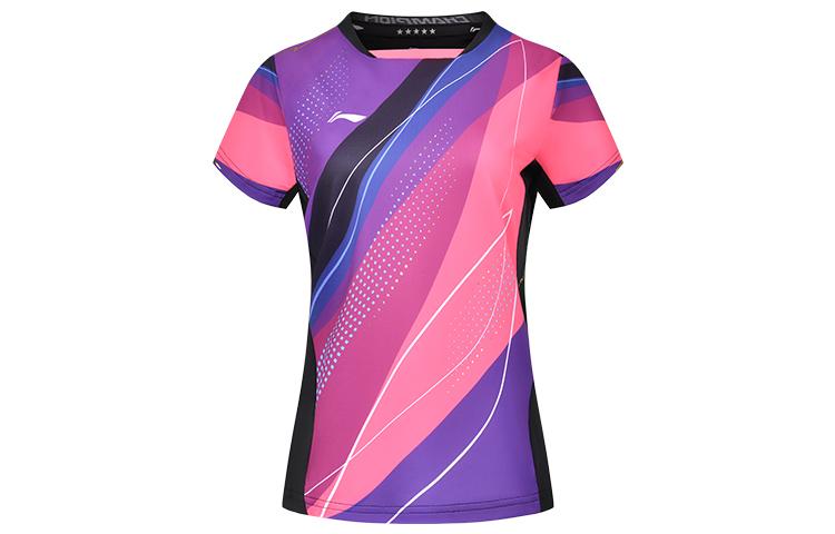 Футболка унисекс для настольного тенниса Li Ning, флуоресцентный лотосовый розовый, AAYT028-1 M