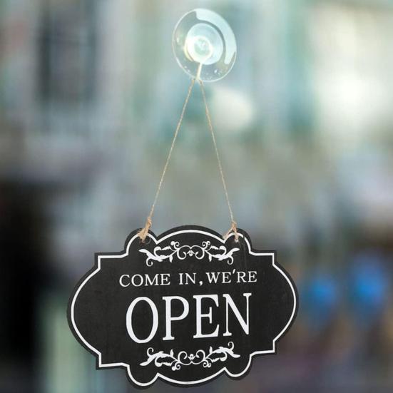 Rustic Business Sign Wooden Open And Closed Sign Double Sided Vintage Open Sign with Rope for Coffee Shop Restaurant Bar Door Window