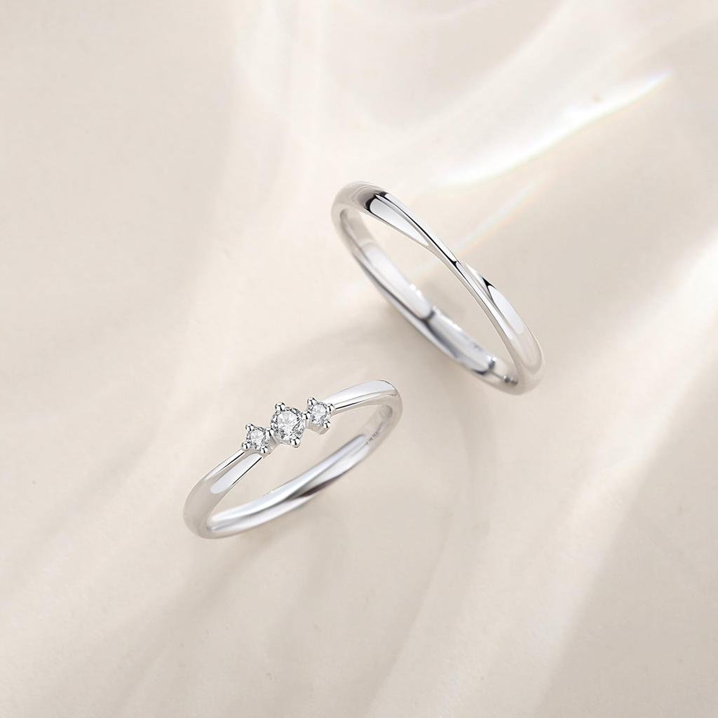 FANCIME Diamond Ring for Size Three Moebius Eternal Engagement Wedding Perfect for and Gift Wrapping Included Women, Platinum, 12, Pt950, Lab-Grown,
