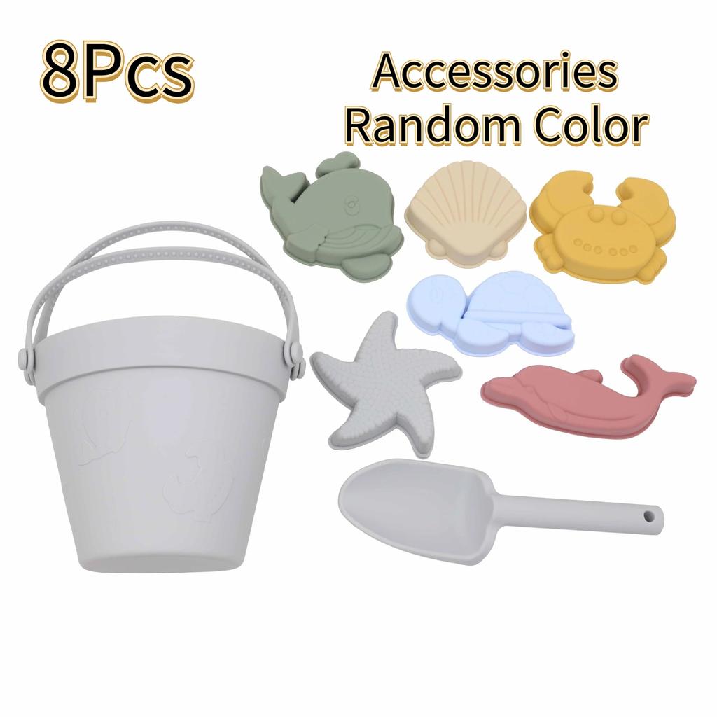 8Pcs Summer Beach Toys Kids Soft Silicone Sandbox Set Beach Game Silicone Sand Toys for Toddlers Kids Swim GameToddlers