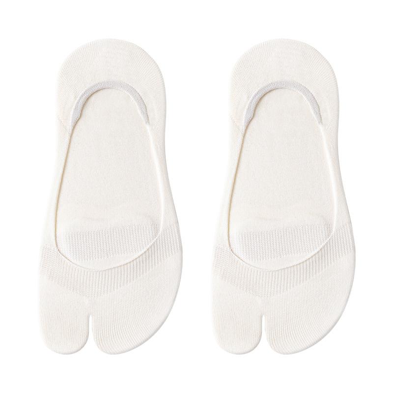 Women's Spring and Summer Cotton Invisible Non Slip Breathable Mesh Boneless Wicking Two Toe Boat Socks