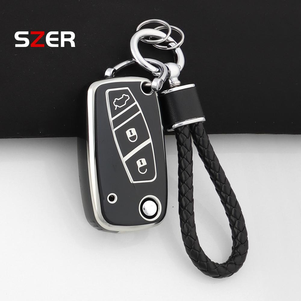 Tpu Car Key Case Cover For Fiat Panda Stilo Punto Doblo Grande Bravo 500 Ducato Minibus Folding Keychain Interior Accessories